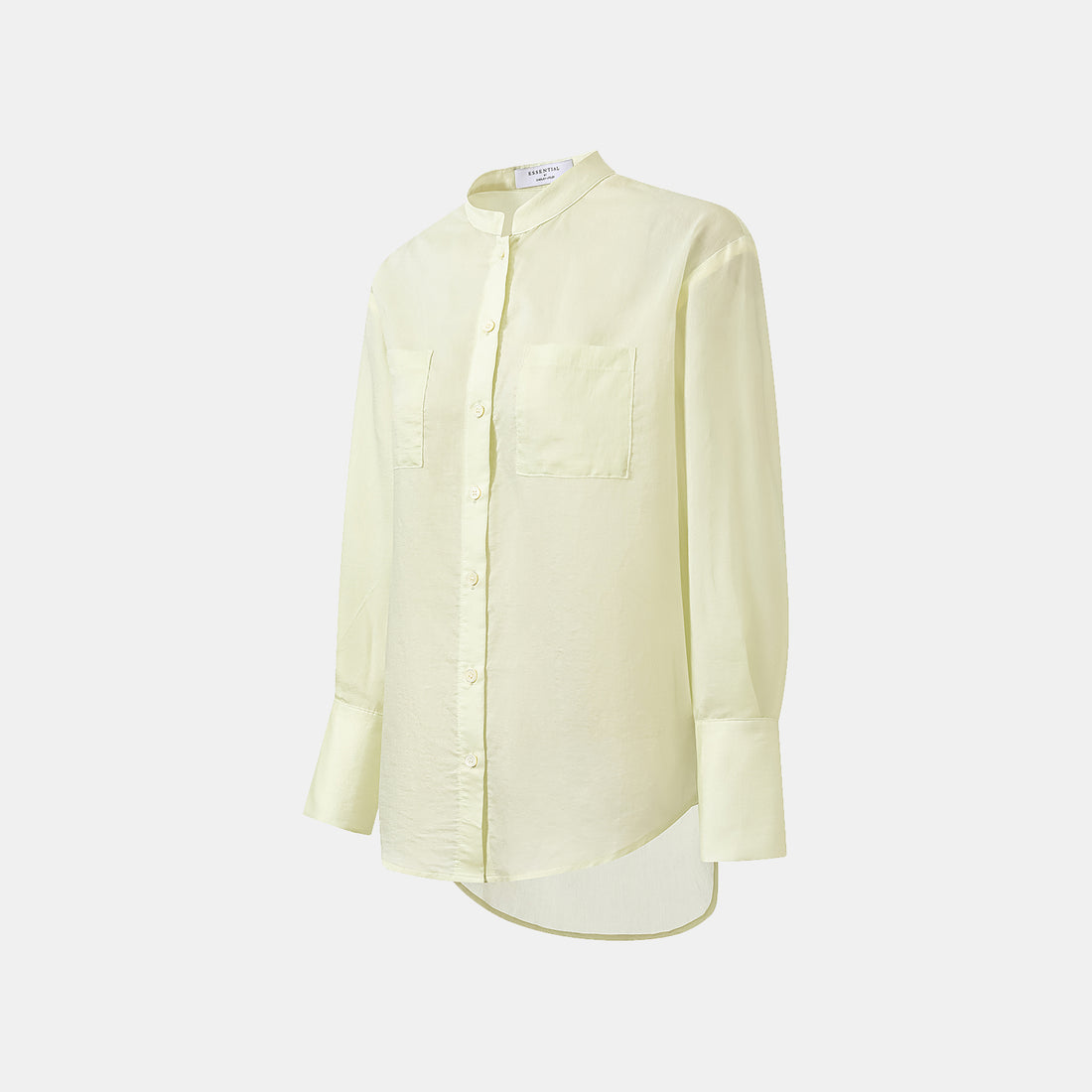 "Intellectual Moment" Tencel Satin Chiffon Oversized Shirt - Goose Yellow
