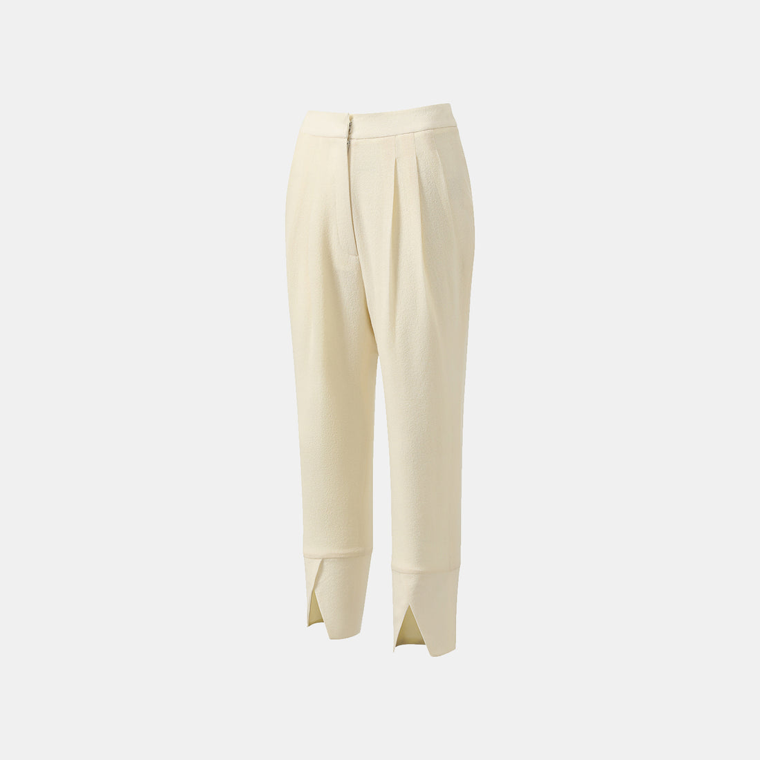 "The Top" British top crepe cropped trousers—Beige
