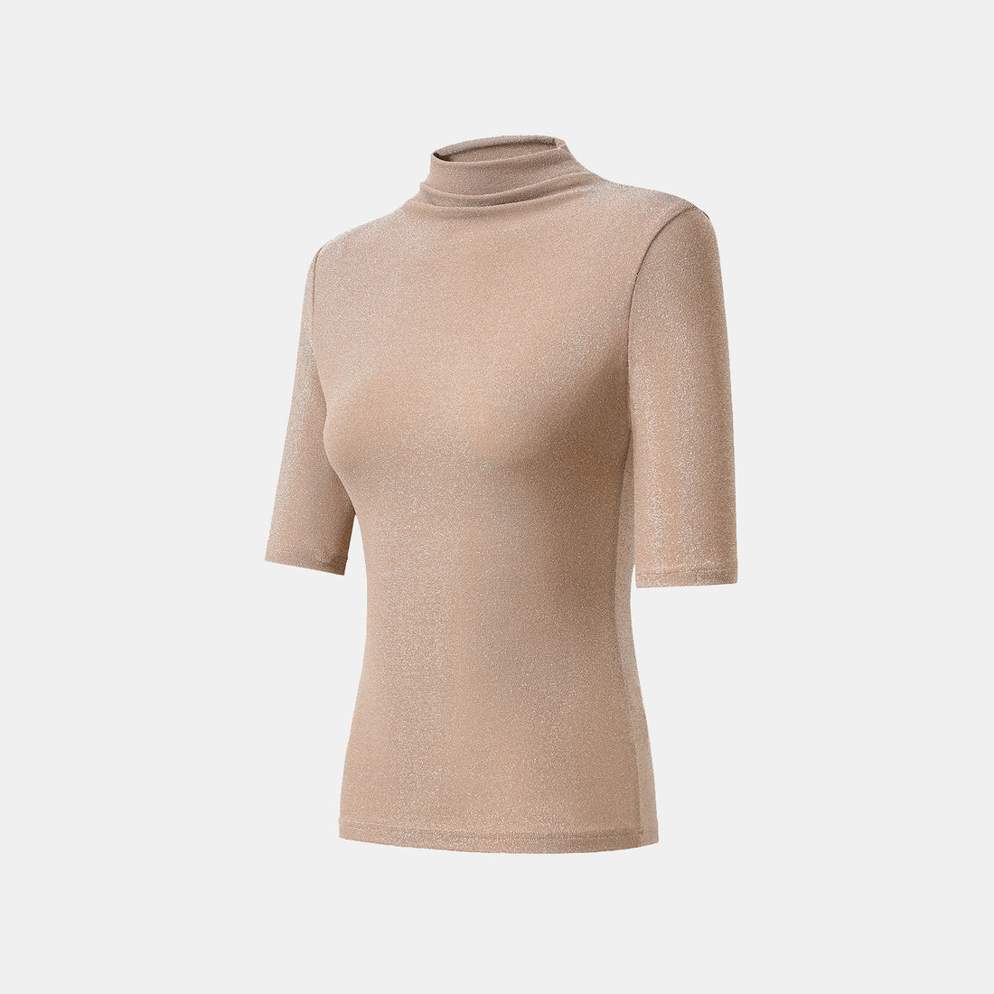 "Easy-go Chic" Silver Weave Stretch Fit Top—Tan