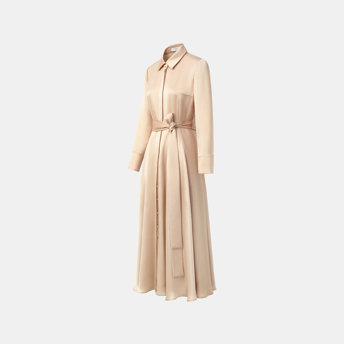 "True Grace." Crystal scale texture acetate shirt dress - nude gold