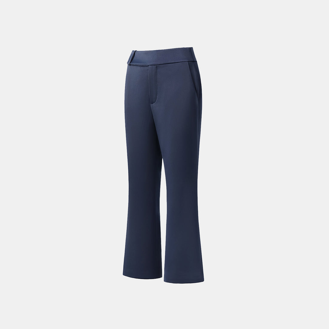 "Autumn Diary" Pearl Acetate Satin Cropped Flared Pants - Dark Blue