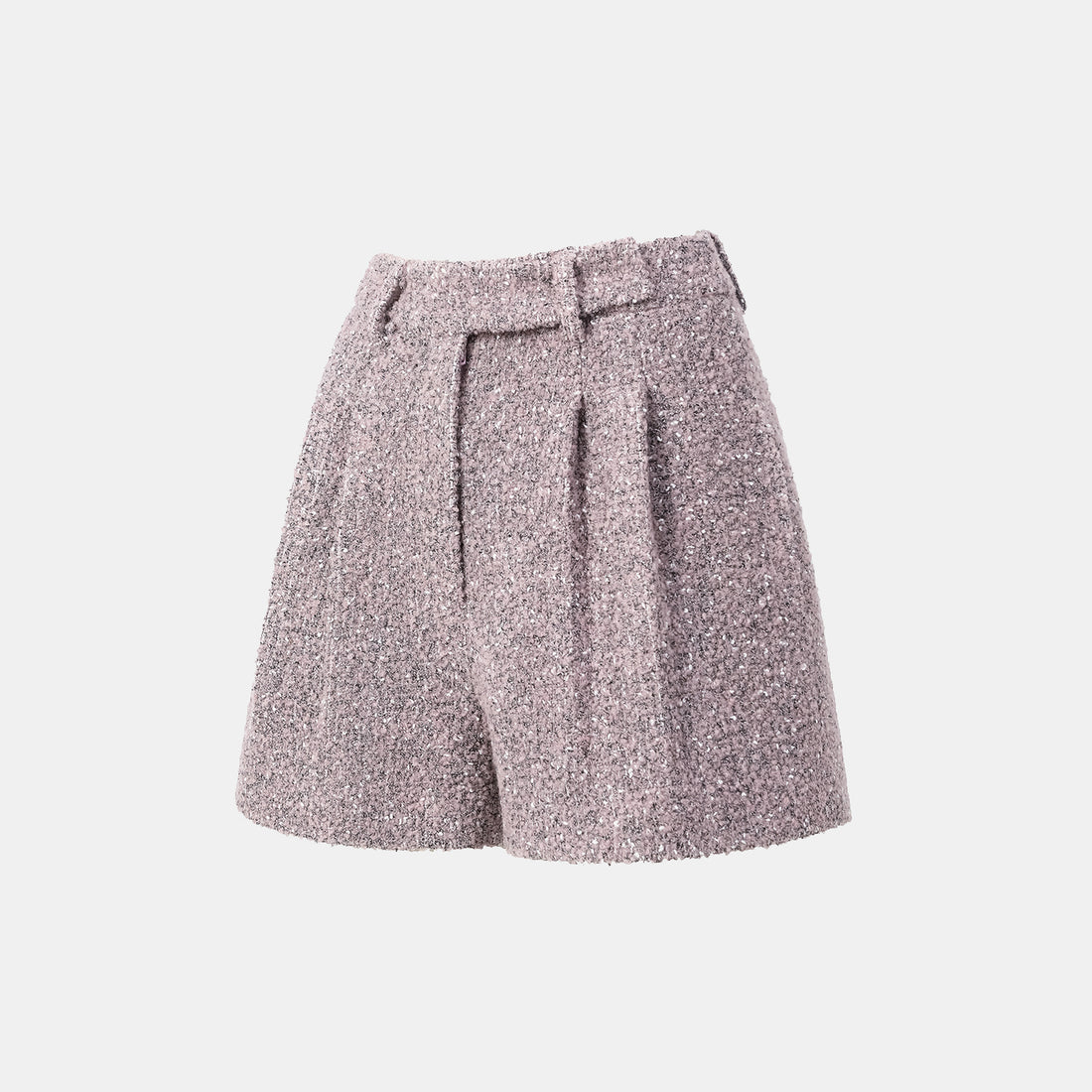 "Chelsea Citywalk." Italian Textured Tweed Shorts—Lavender Haze