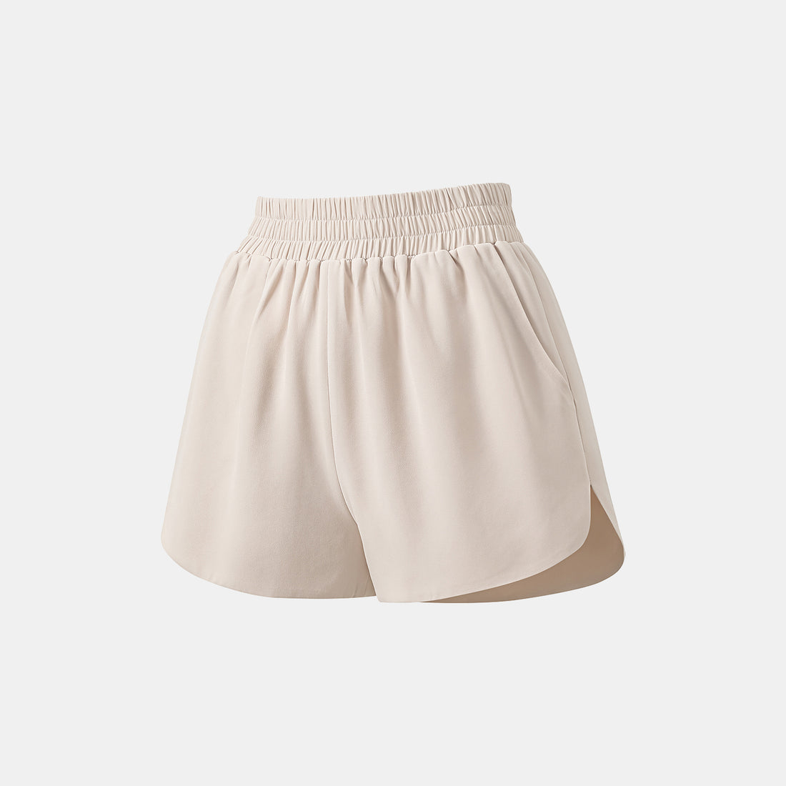 "Easy-go Chic" Textured Acetate Blazer/Shorts Set—Beige