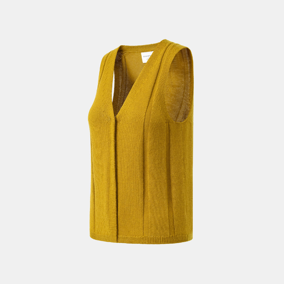 "Autumn Diary" 100% Cashmere V-neck vest - Mustard