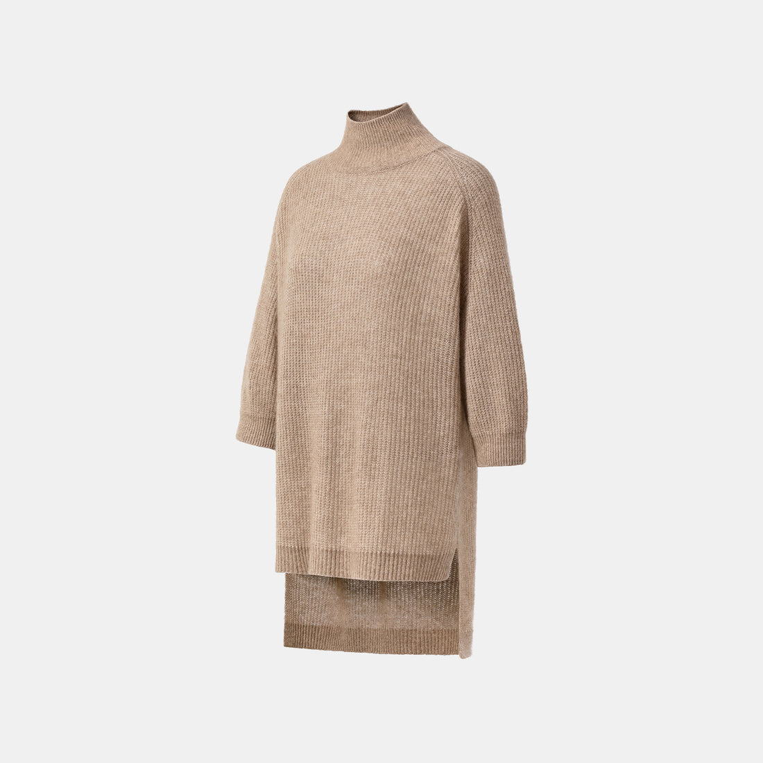 Autumn Diary Silk Cashmere Turtleneck Tunic—Earl Grey