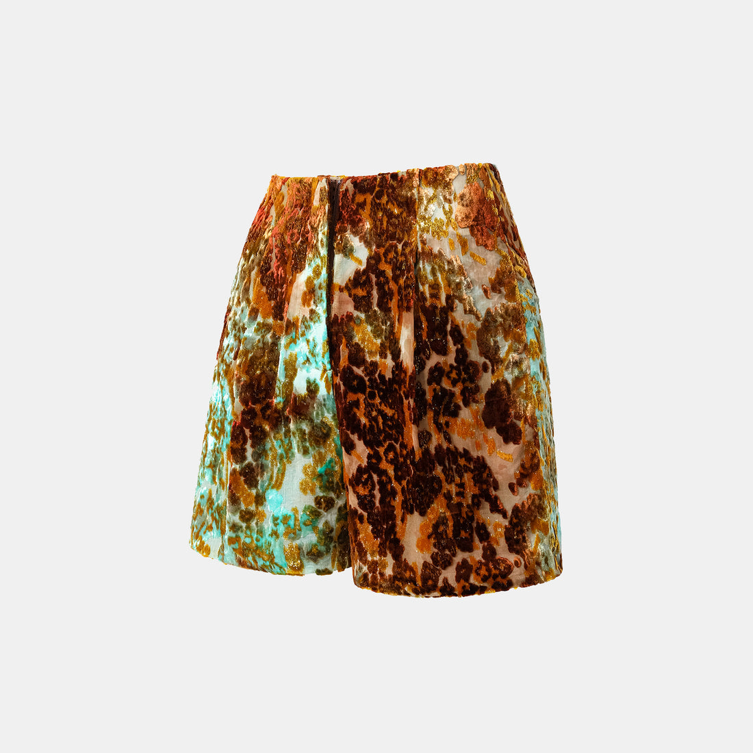 "Imperial Garden Teatime" Silk Velvet Chinese Style Shorts - Cuiyan