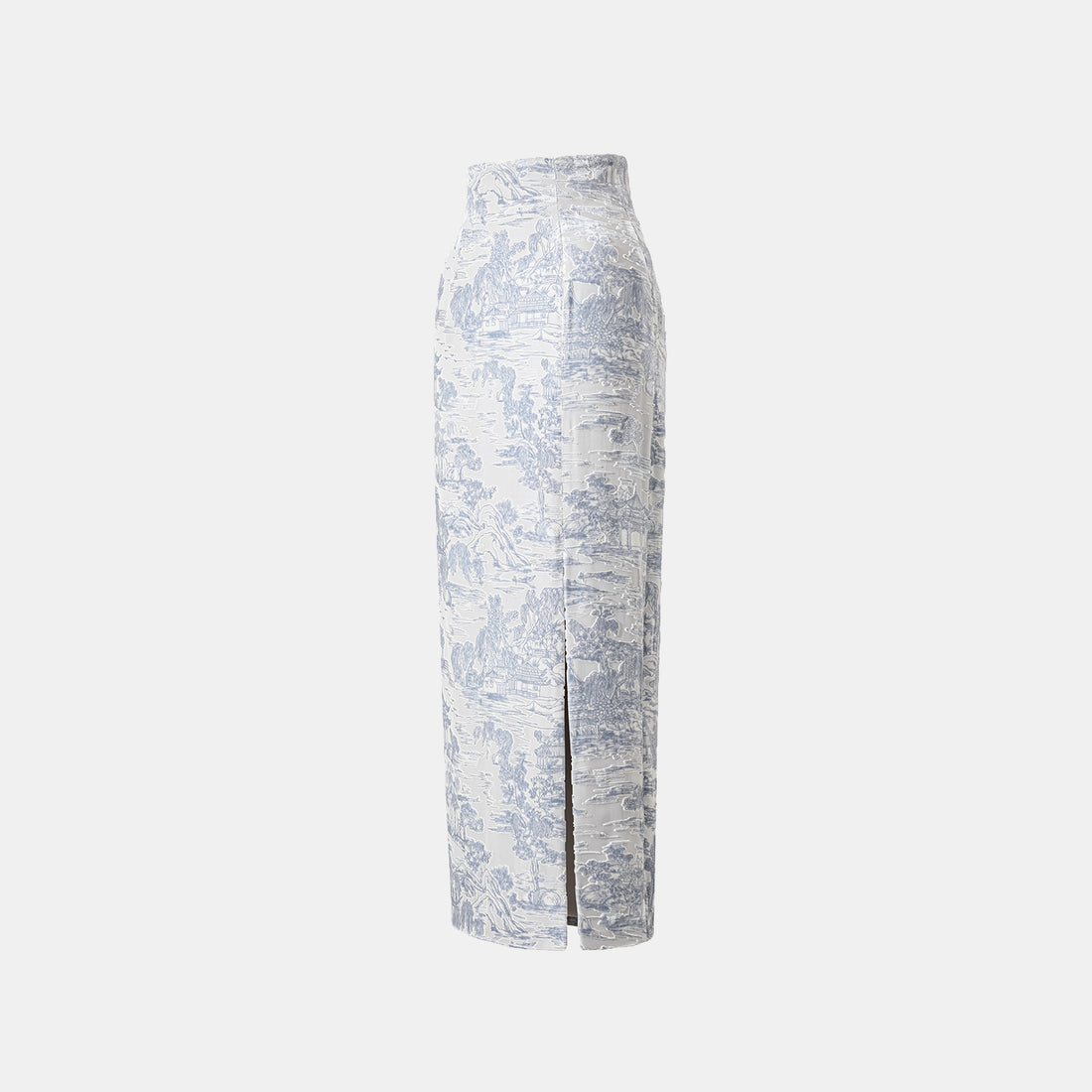 "Imperial Garden Teatime" Silk Velvet Burnt Flower Pencil Skirt - Xingyu Liyun