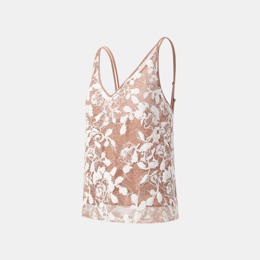 “Welcome to my party.” Velvet flower embroidery spaghetti strap vest—Champagne