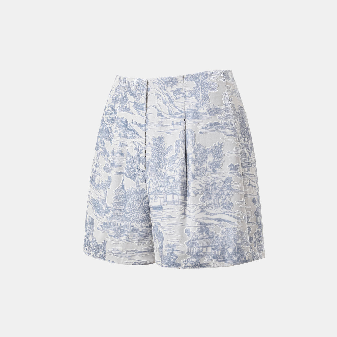"Imperial Garden Teatime" Silk Velvet Devoré Shorts - Xingyu Liyun
