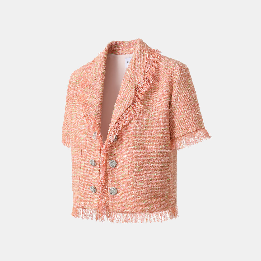 "Chelsea tea time" tweed short-sleeved jacket—Summer Berry Delight