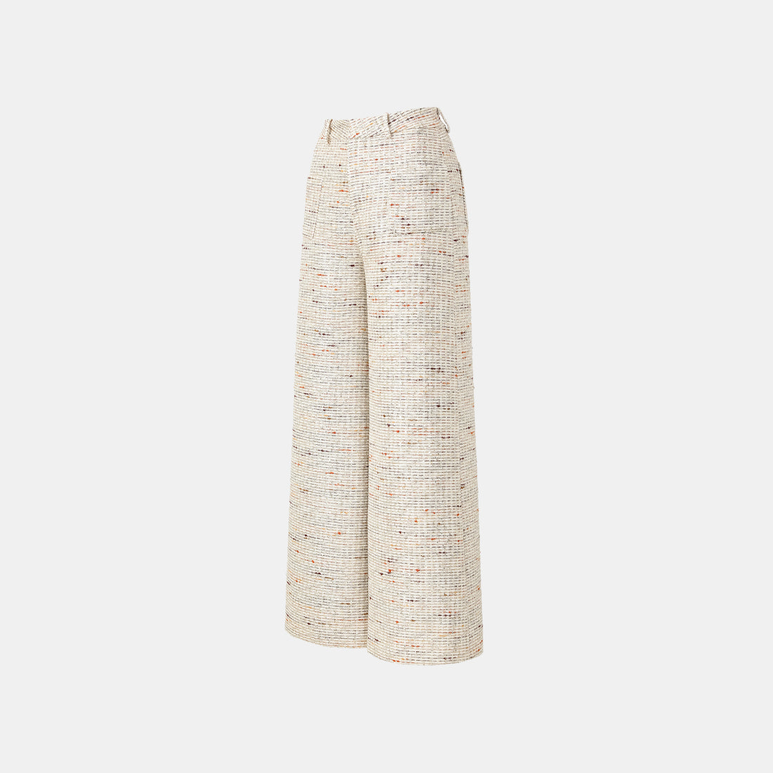 "Oxford Autumn Elegance" Tweed Wide Pants - White and Multicolor