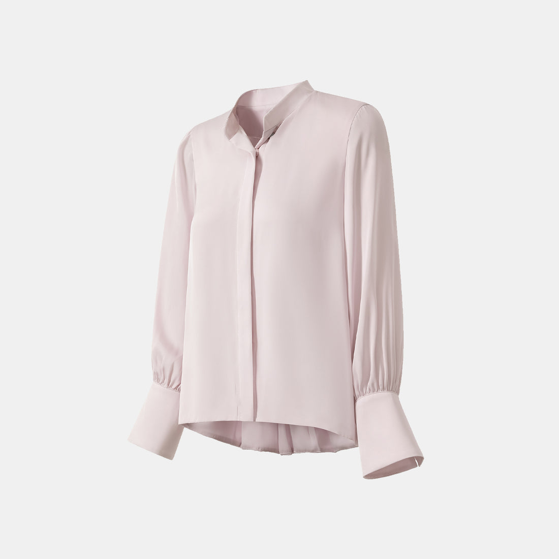 "Lazily in the Spring" 100% mulberry silk chiffon three-dimensional tailoring Chinese style blouse - cherry blossom pink