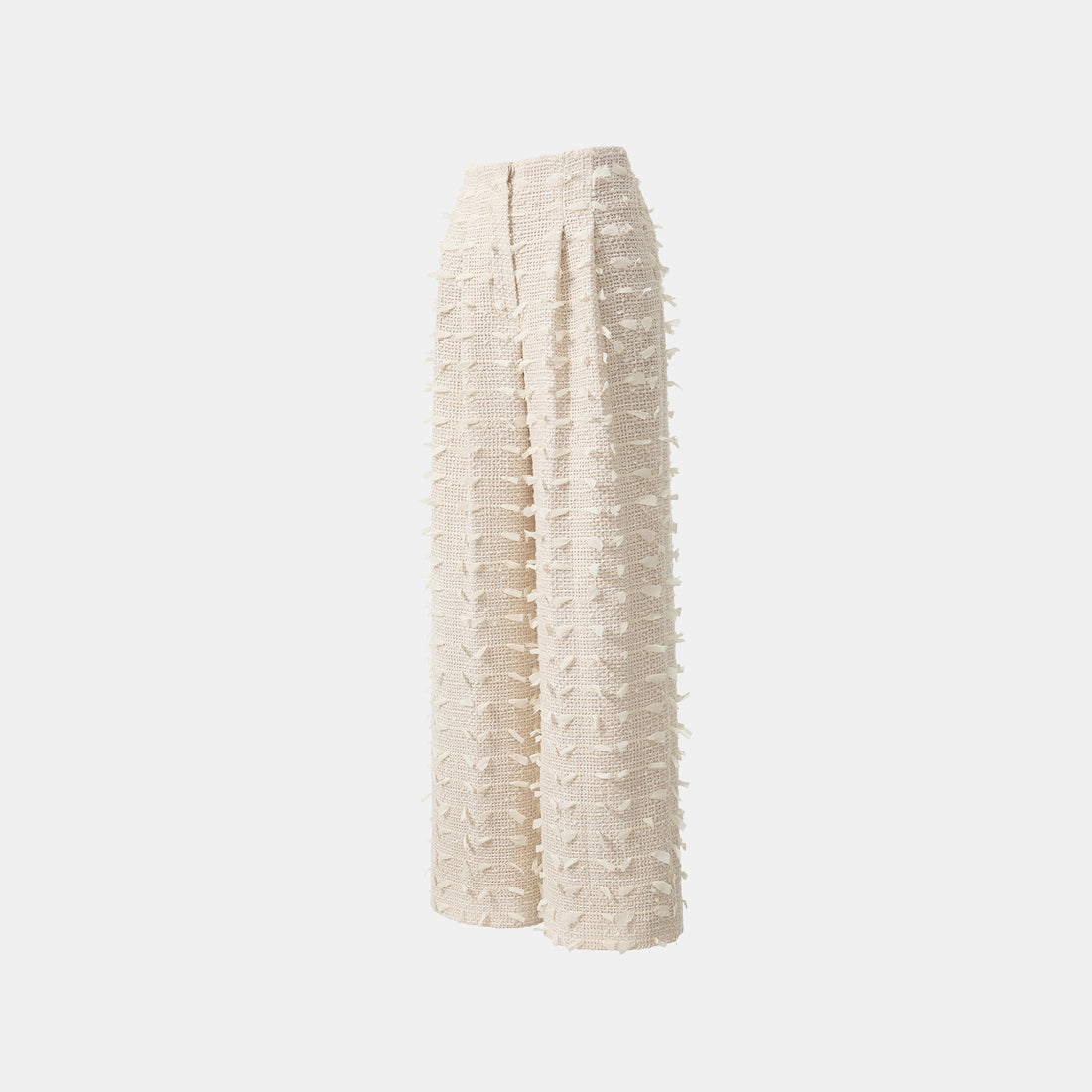 "Spring" Lightweight Tweed Wide Pants - Tea White Listening to the Wind