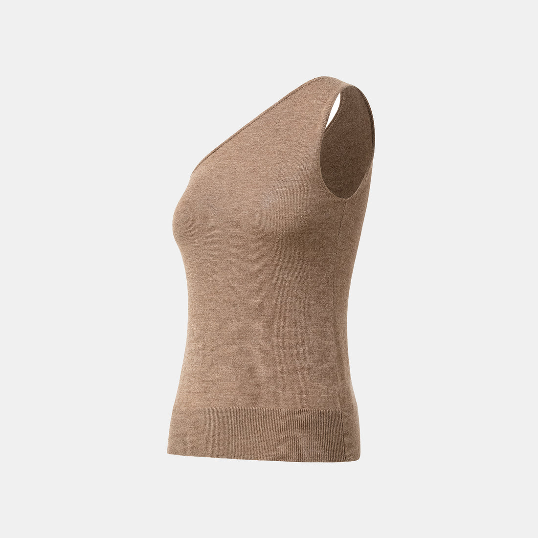"Autumn Diary" 100% Cashmere Off-shoulder Top—Earl Gray
