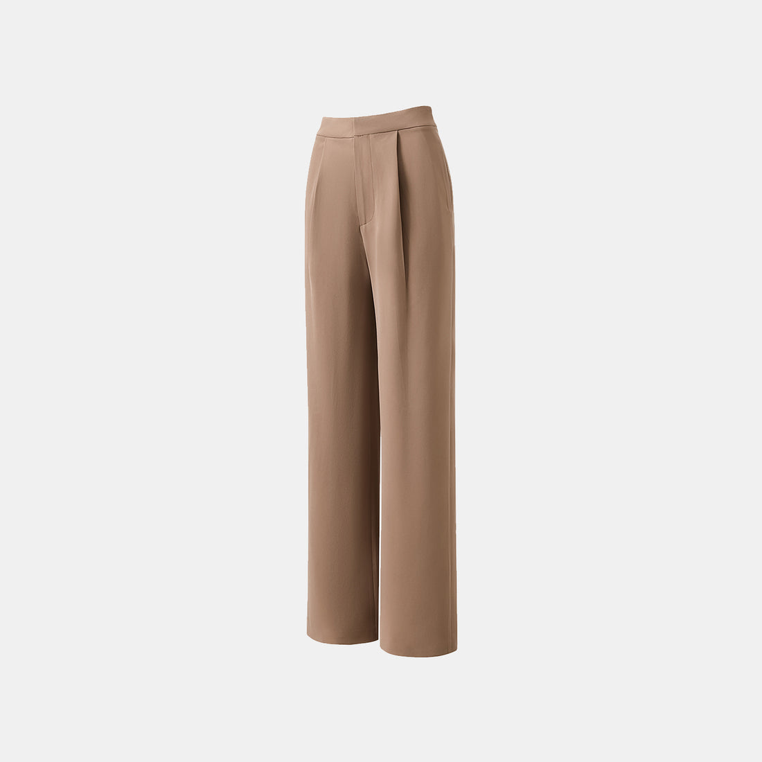 "Easy-go Chic" Textured Acetate 3D Tailored Wide Pants - Mocca