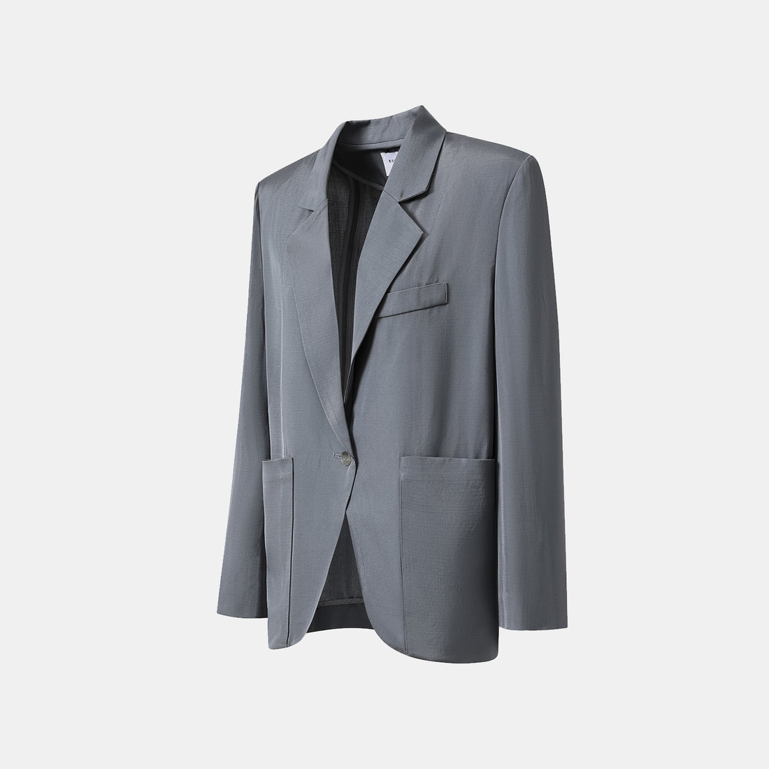 "Speak Sleek" Luxurious Lightweight Hemp Texture Acetate Oversized Suit Jacket—Cloud
