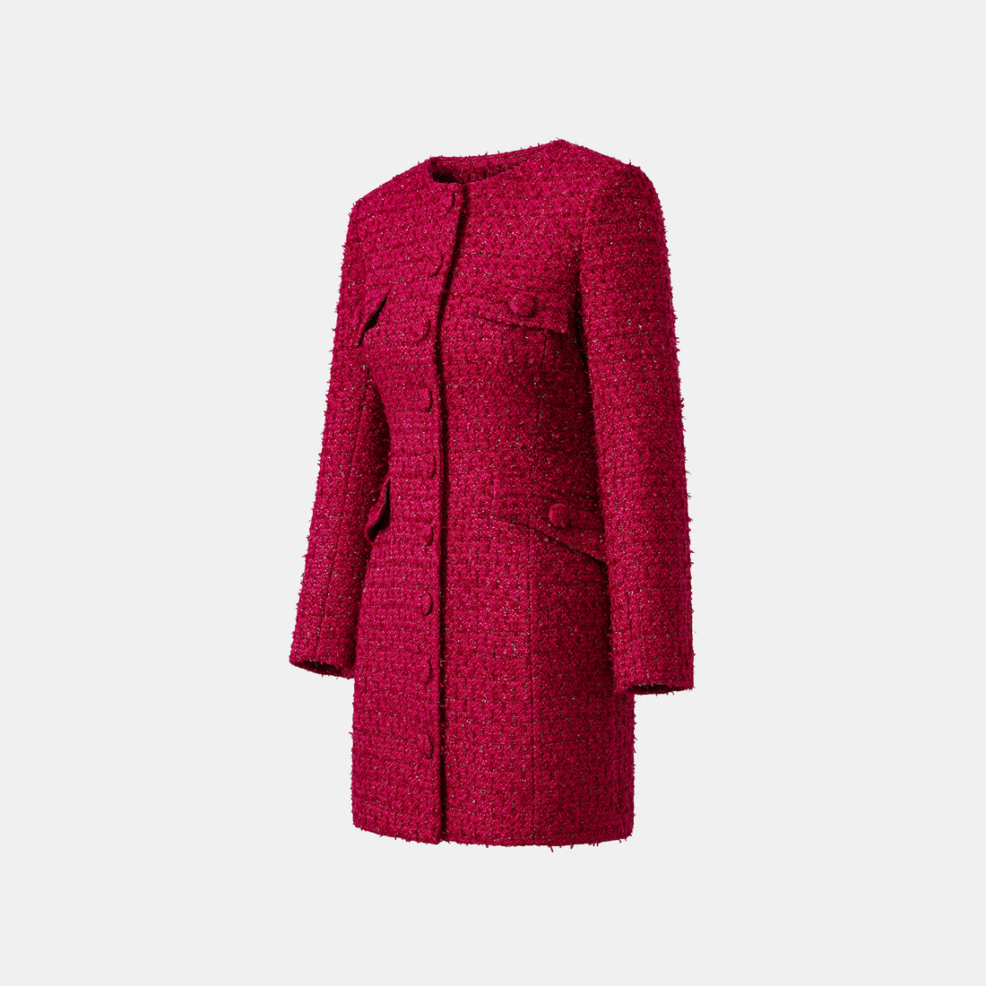 "Mayfair date night" wool tweed three-dimensional tailoring dress—Velvet Rouge