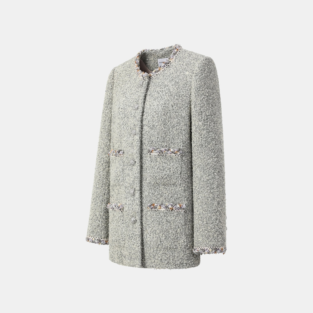 "Chelsea Citywalk." Italian Textured Tweed Classic No.6 Jacket—Silver Ash