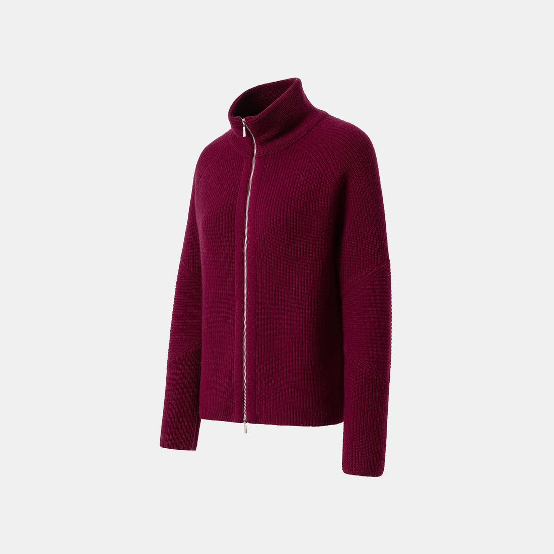 "Winter Diary" 100% Cashmere Turtleneck Panelled Jacket - Raspberry Jam