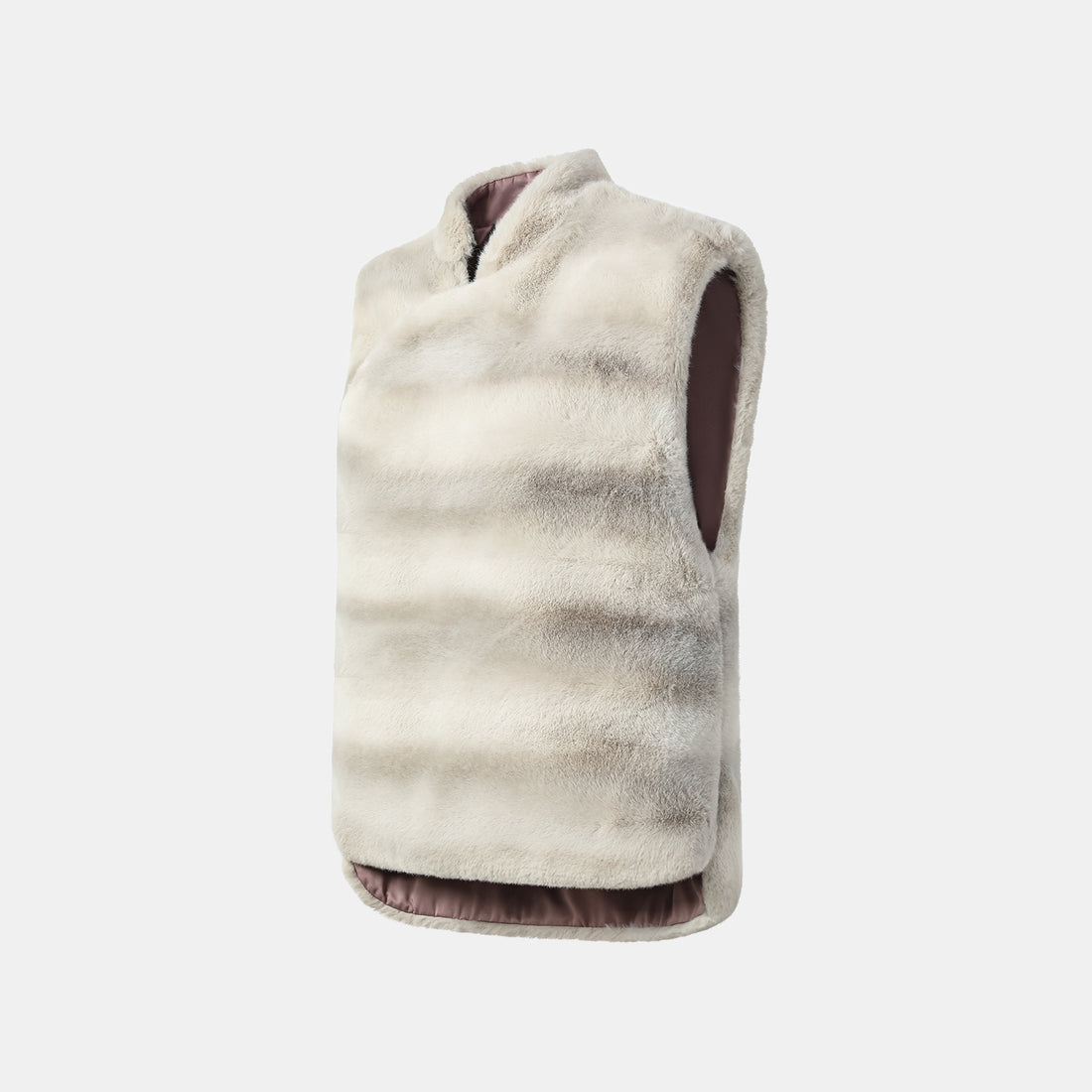"Imperial Gala" Tech Fur Chinese Style Vest - Platinum Beige