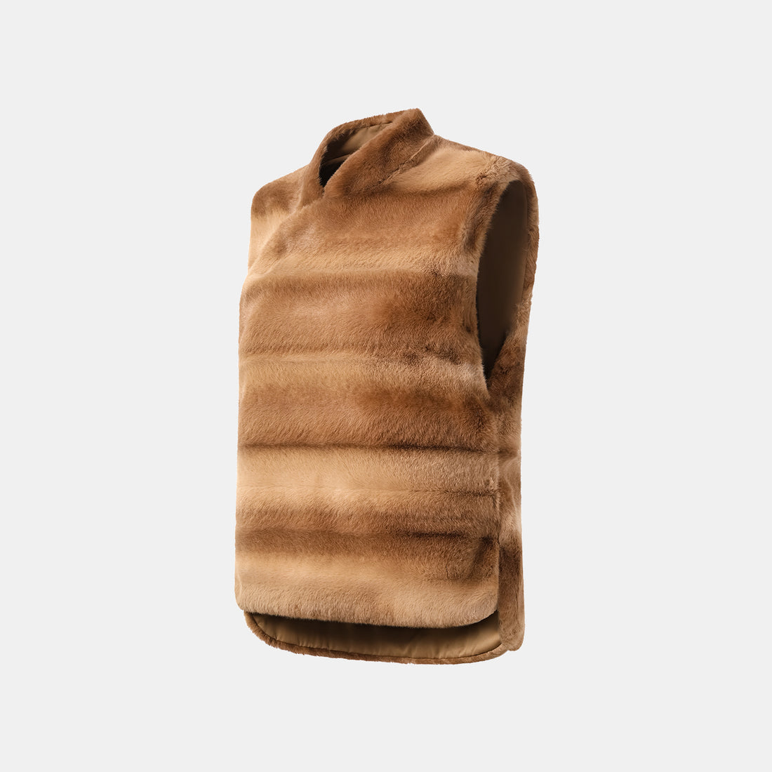 "Imperial Gala" Tech Fur Chinese Style Vest - Platinum Beige