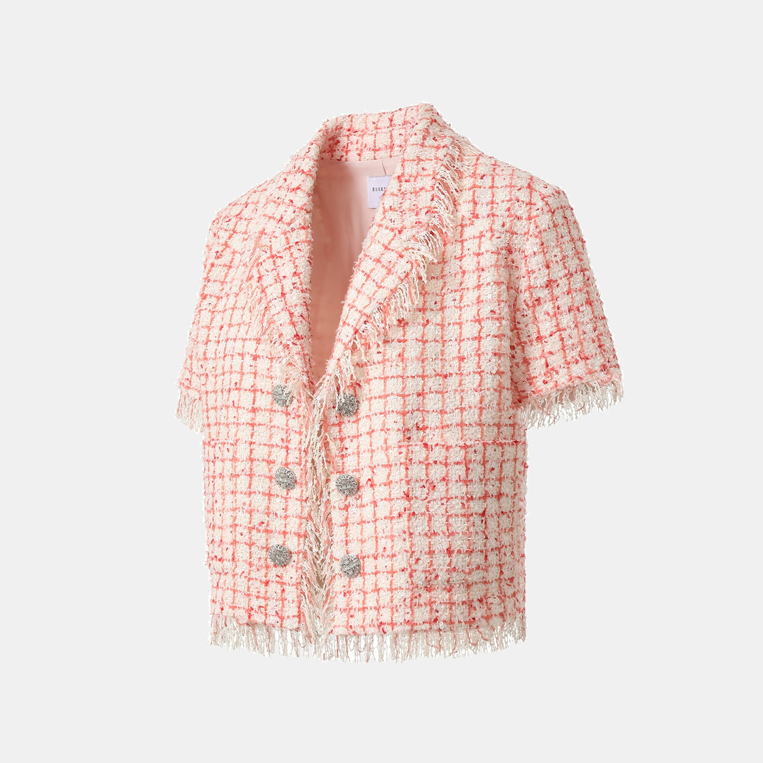 "Chelsea tea time" Tweed short-sleeved jacket—Peach Parfait