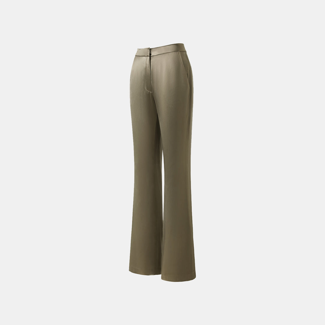 "Imperial Garden Teatime" Satin Acetate Flared Pants - Spring Green