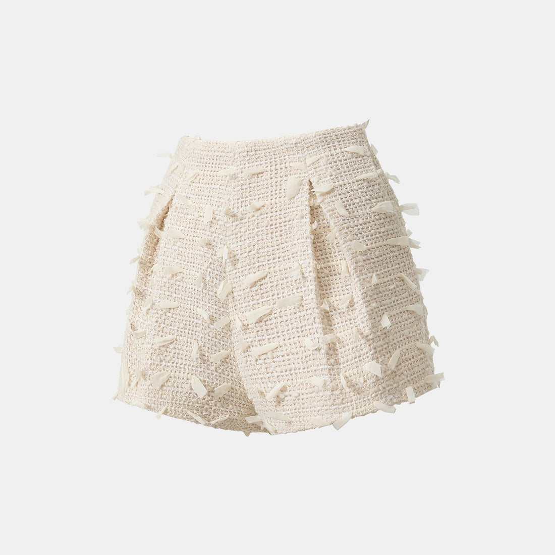 "Spring" Light Tweed Shorts - Tea White Listening to the Wind