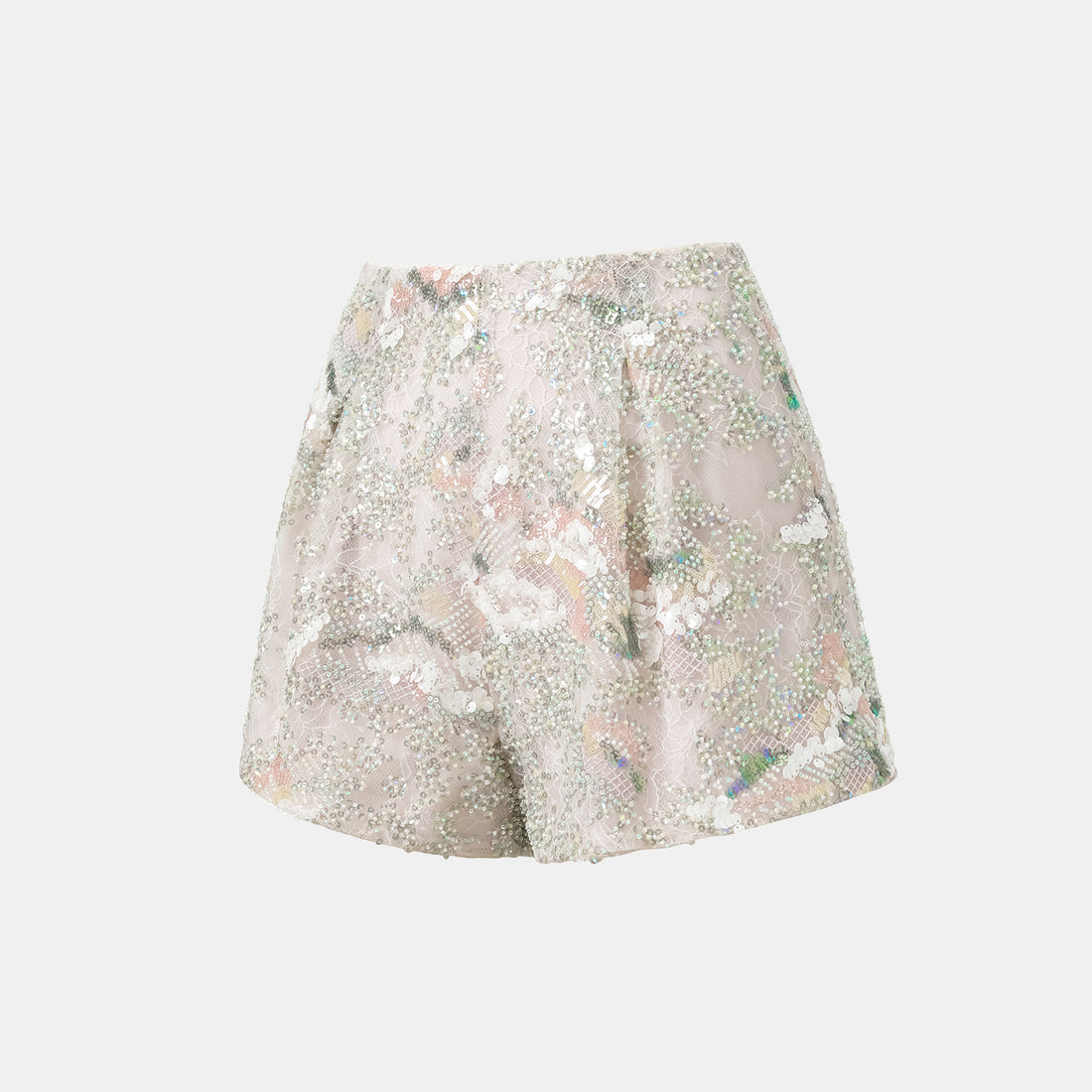 "Imperial Gala." Luxurious lace beaded shorts - Sparse shadows and light smoke
