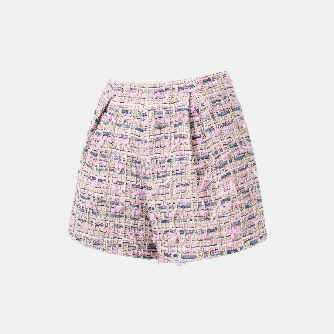 "Sloane Ave." French Summer Lightweight Tweed Shorts — Twilight Garden
