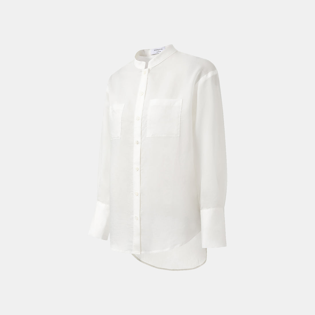 "Intellectual Moment" Tencel Satin Chiffon Oversized Shirt - Simple White