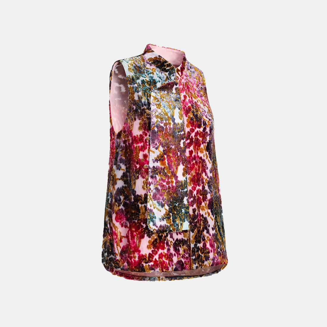 "Imperial Garden Teatime" Silk Velvet Chinese Style Vest - Zui Yanzhi