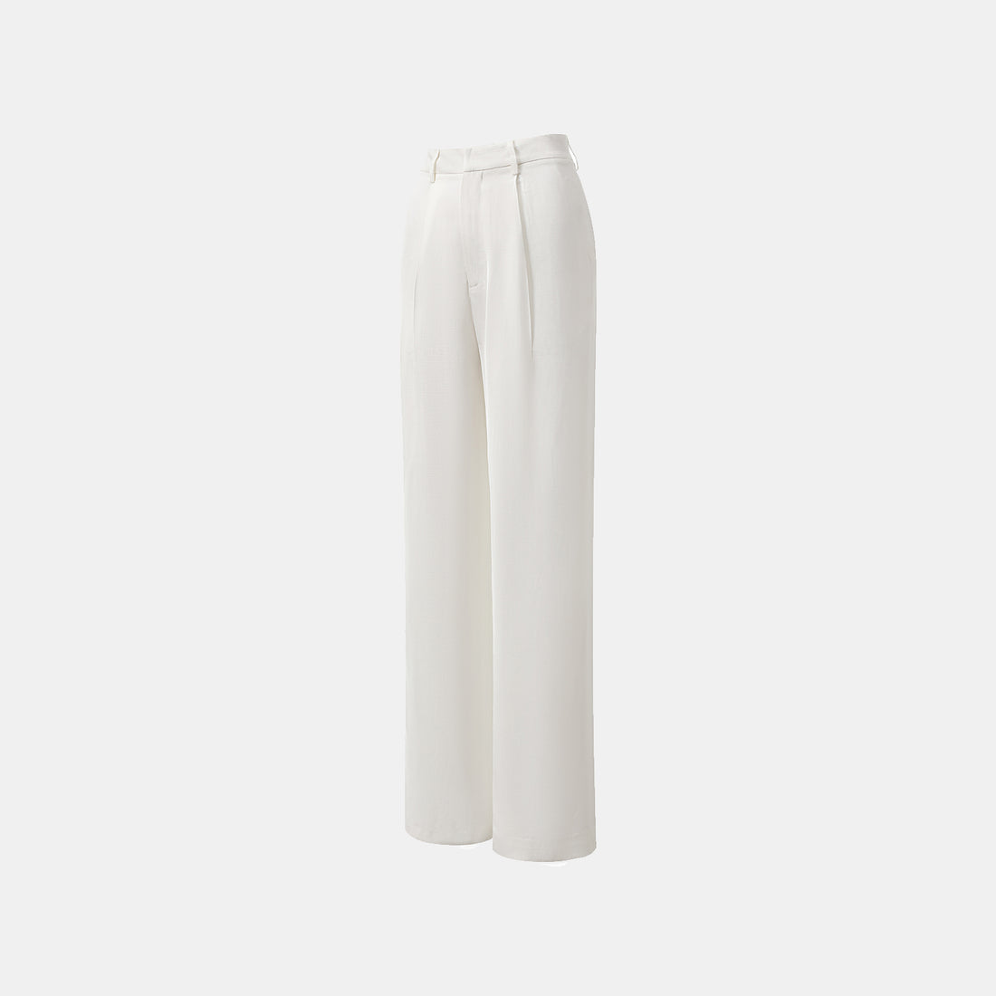 "Speak Sleek" Luxury Lightweight Linen Textured Acetate Three-Dimensional Tailored Wide Pants—Ivory