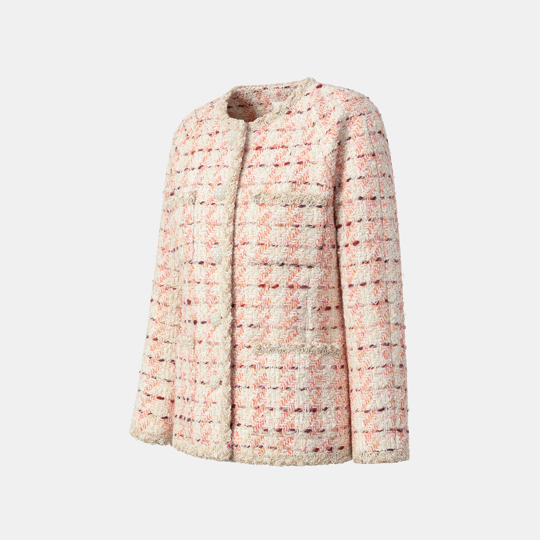 “Brunch at Ritz” Classic No.4 Tweed Jacket—Pink Waffle