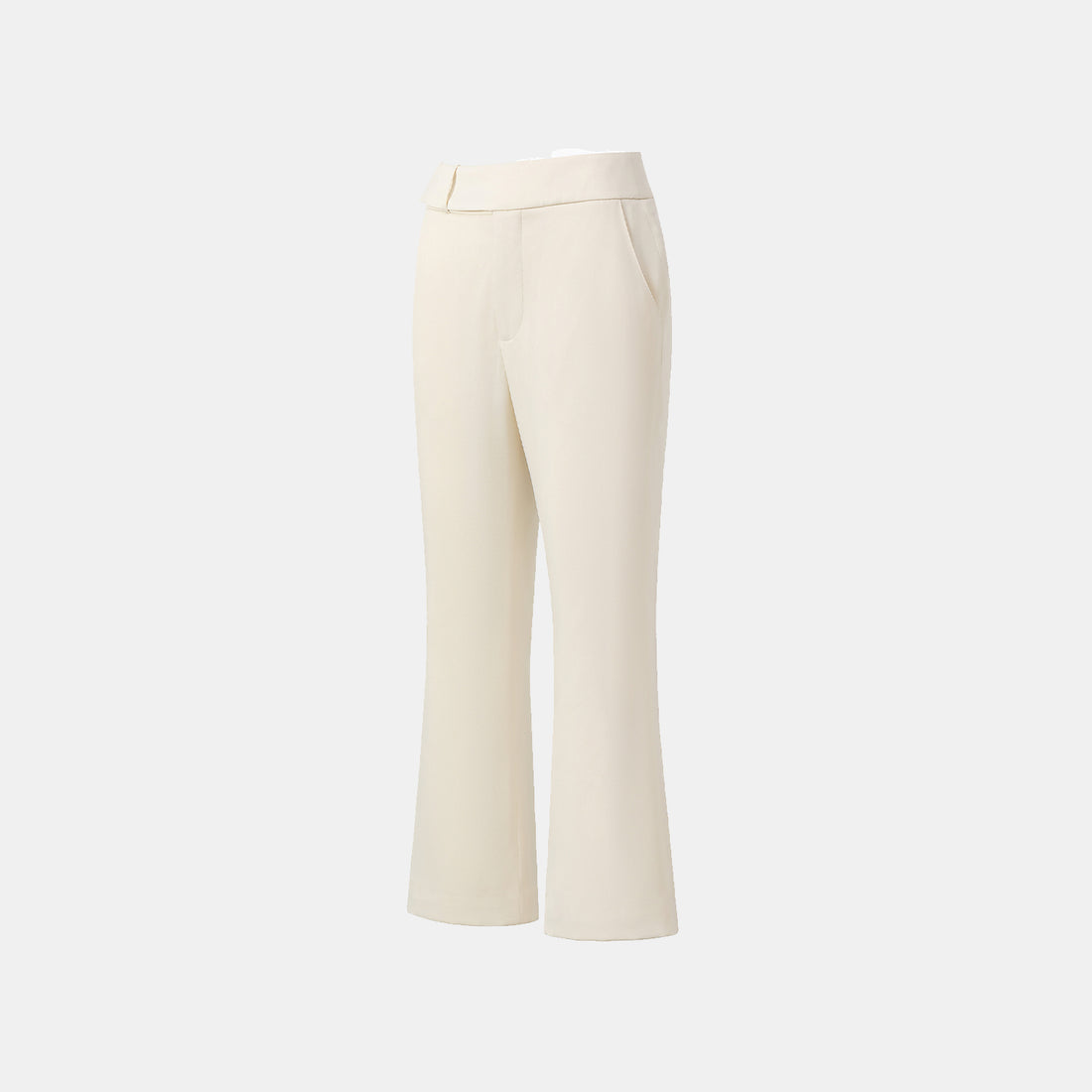 "Autumn Diary" Pearl Acetate Satin Cropped Flared Pants - Off-White