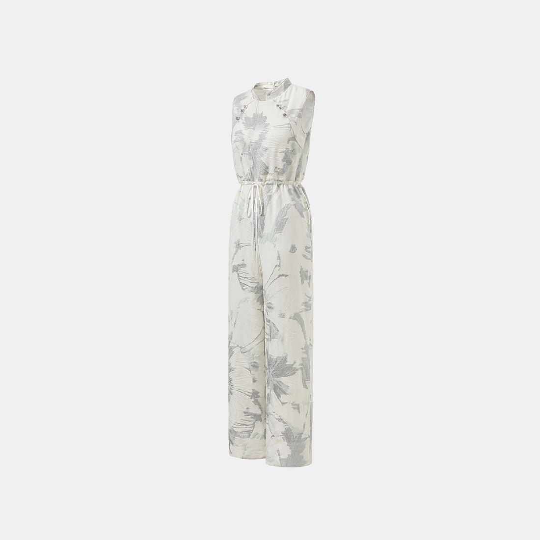 "Spring" Italian burnt silk jacquard light Chinese style jumpsuit