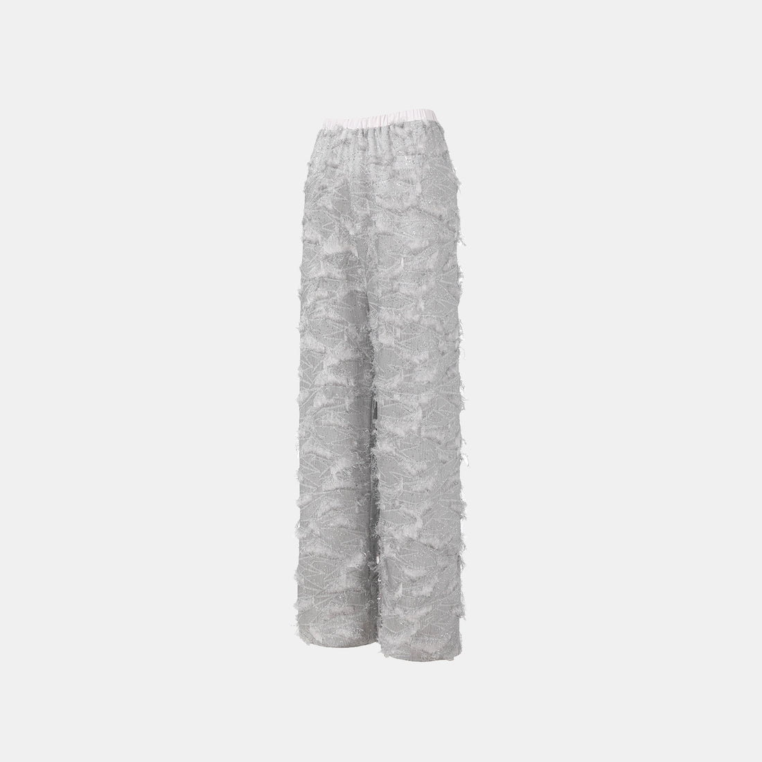 "Imperial Garden Teatime" Italian Feather Embroidery Tassel Craft Wide Leg Pants - Xiyu