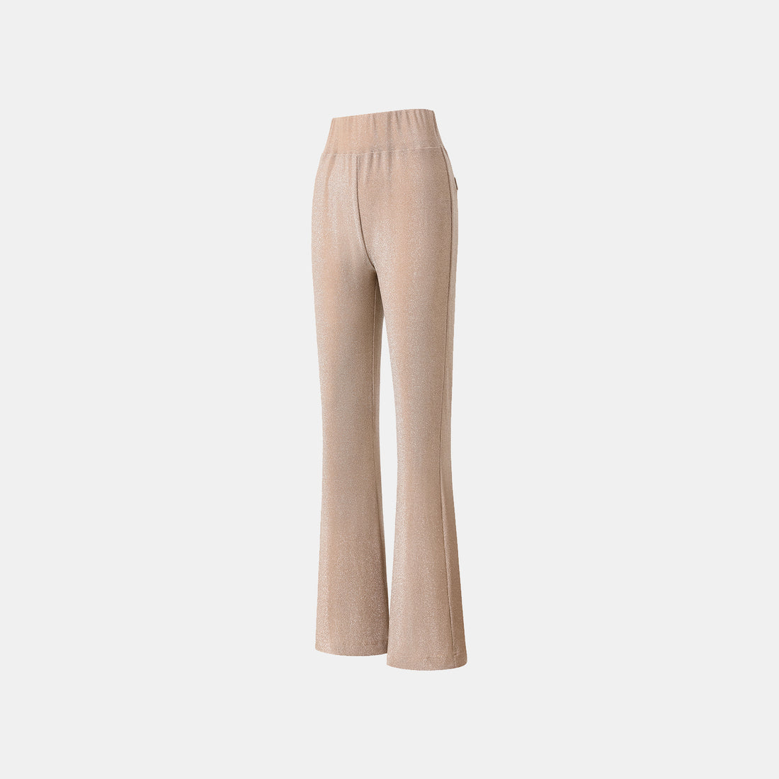 "Easy-go Chic" Silver Weave Stretch Fit Flare Pants—Tan
