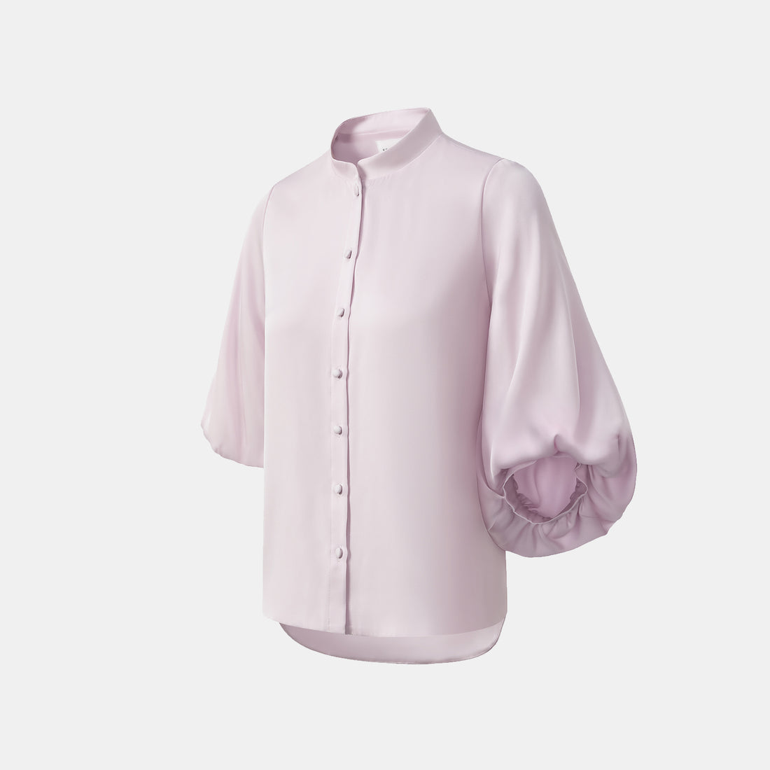 "Autumn" 100% silk chiffon Chinese style three-quarter sleeve shirt - cherry blossom pink