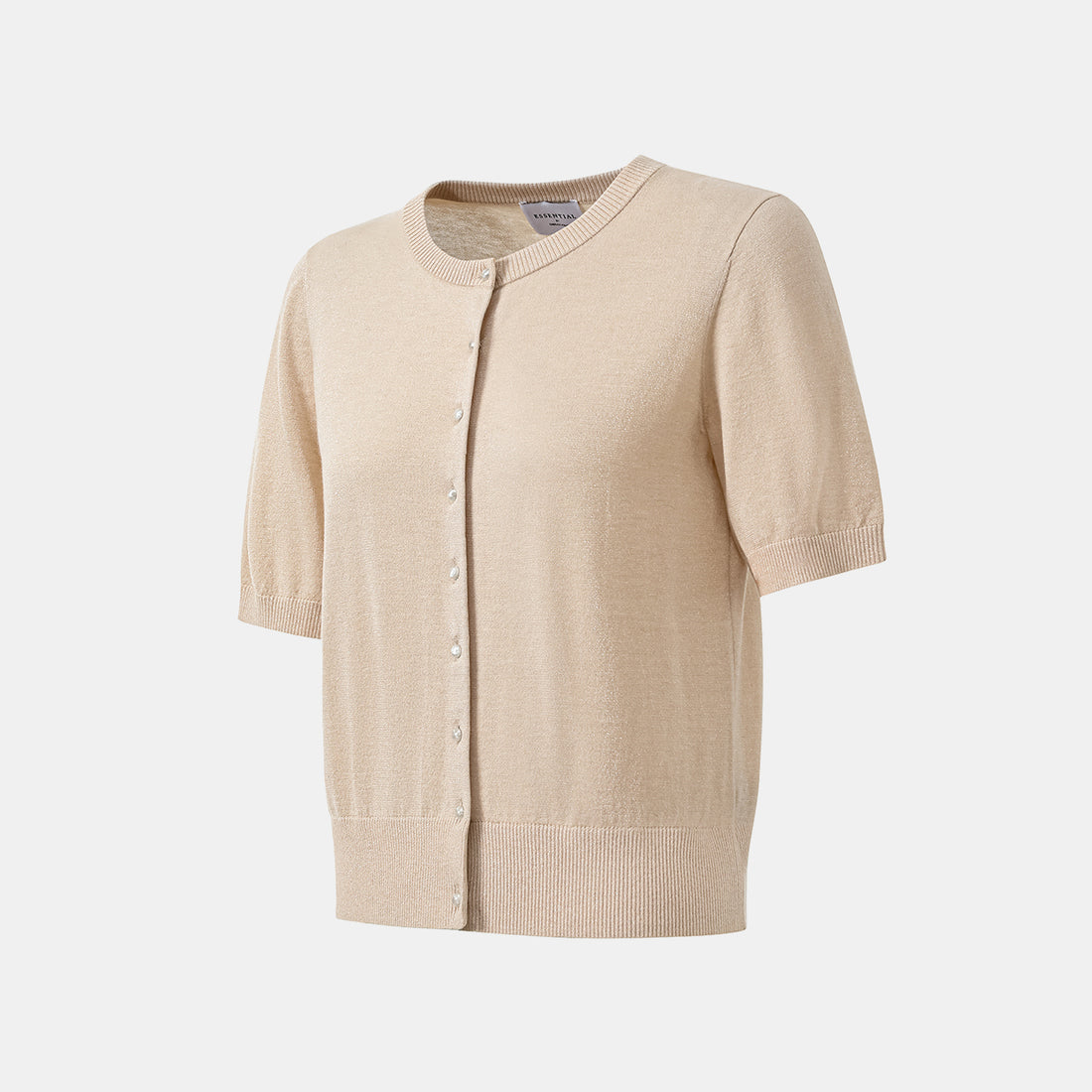 "Summer Diary" Cool Triacetate Cashmere Knit Short Sleeve Cardigan—CALM