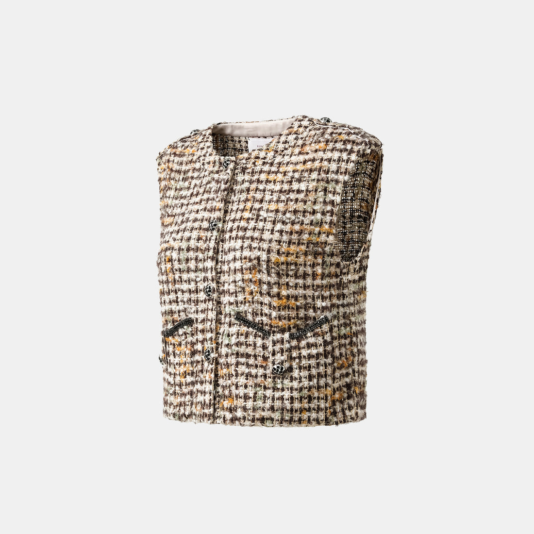"Breeze boucle" British top light tweed vest - Caramel Drizzle