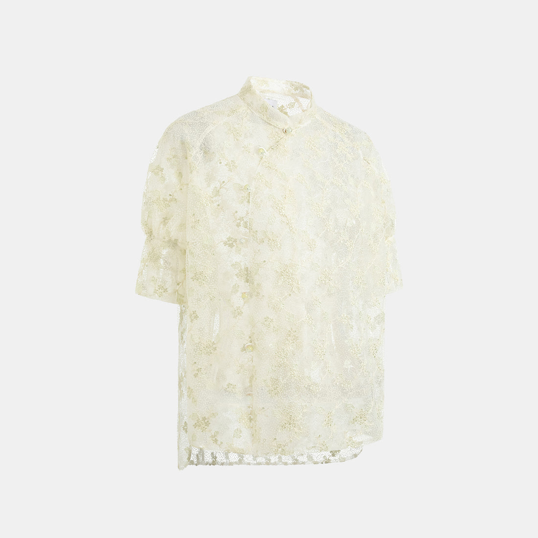 "春裳雅集"法國立體刺繡蕾絲輕國風短袖上衣—Verdant South拾翠江南