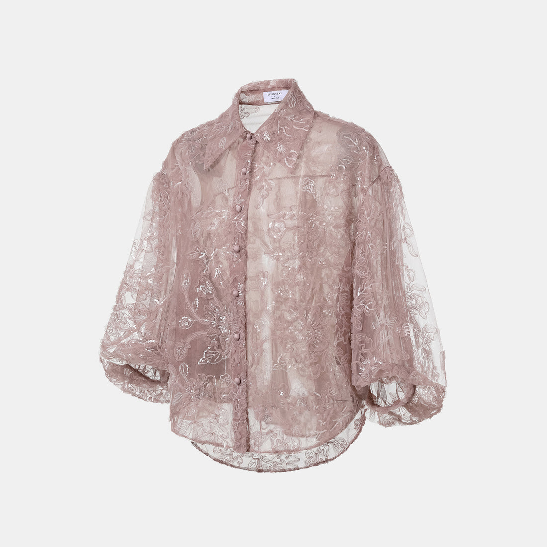 "Gallery Hours" lace shirt with 3D embroidery