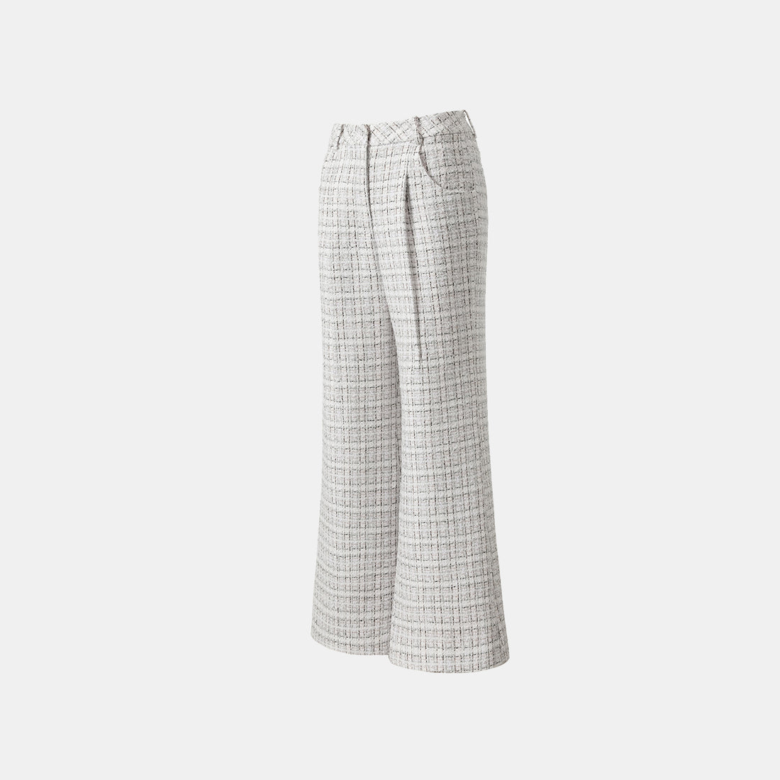 "Chelsea Citywalk." Tweed wide-leg trousers—Blanc