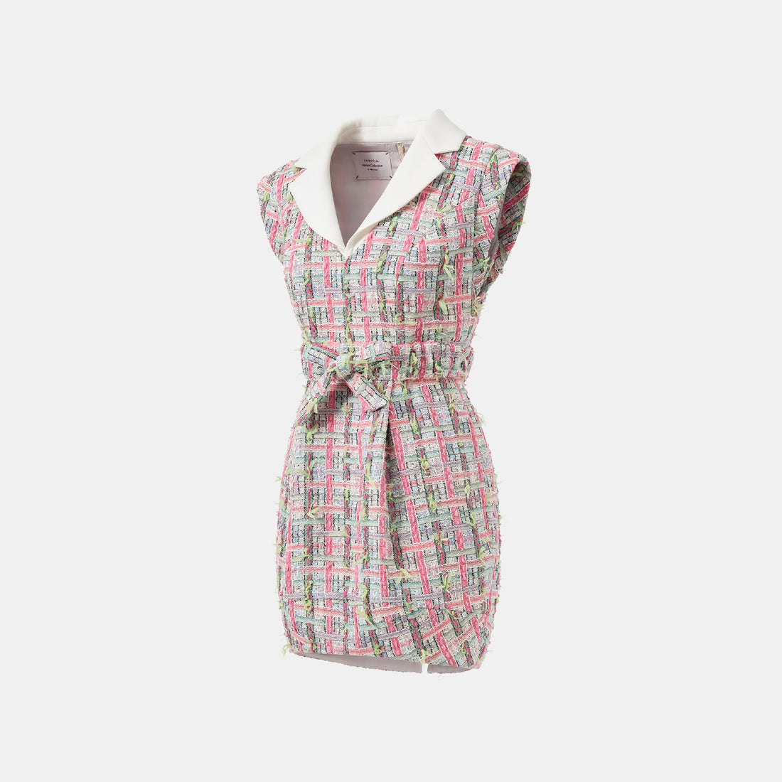 "Arcade of CherJoy Atelier." French summer light tweed patchwork waist dress