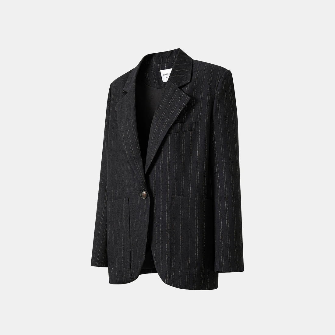 "Speak Sleek." Italian gold weaving vertical oversized suit jacket—Indigo