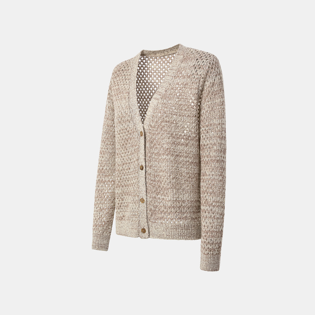 "Chelsea Citywalk." 100% Cashmere Sequined Lace Braided Knit Cardigan - Almond Cappuccino