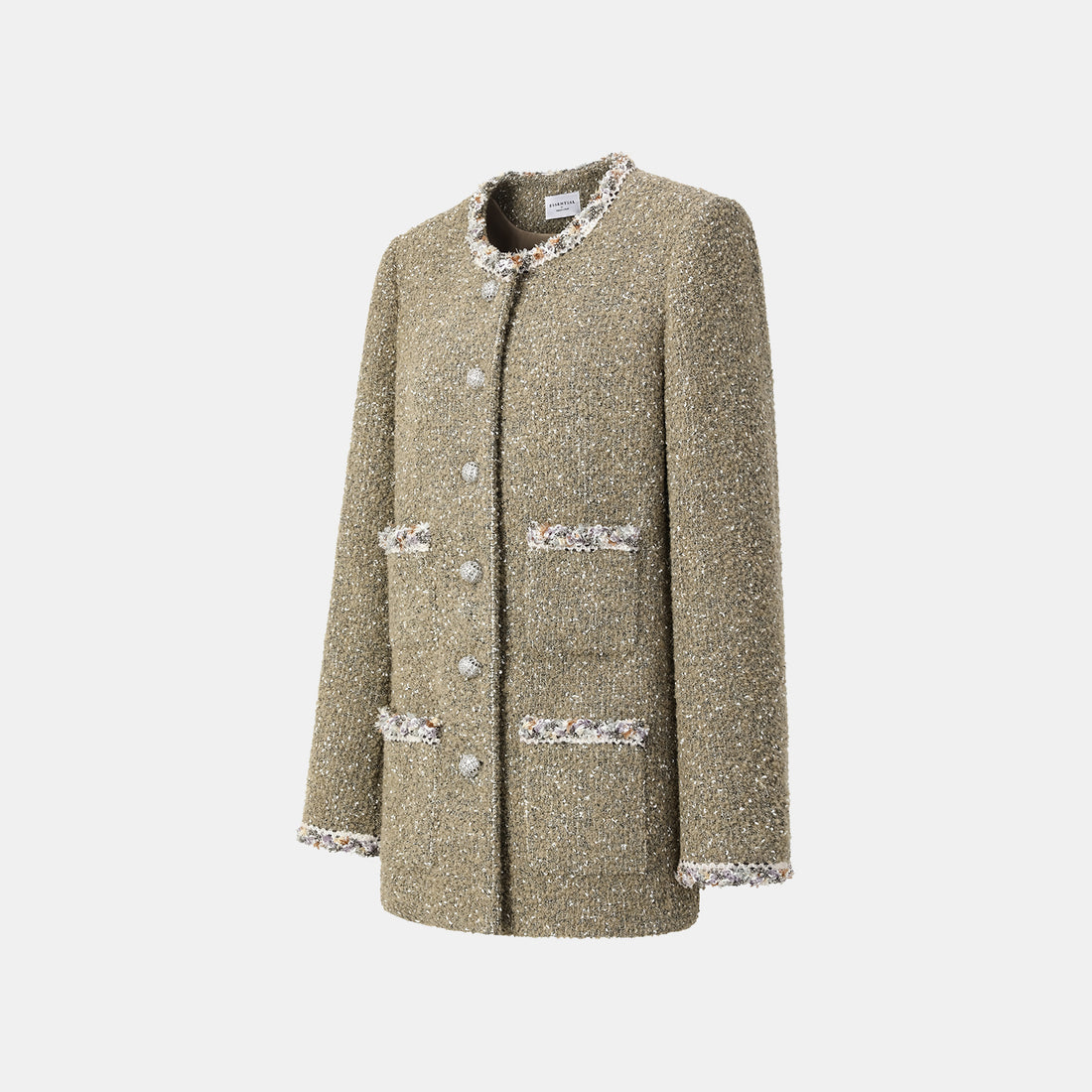 "Chelsea Citywalk." Italian Textured Tweed Classic No.6 Jacket—Amber Moss