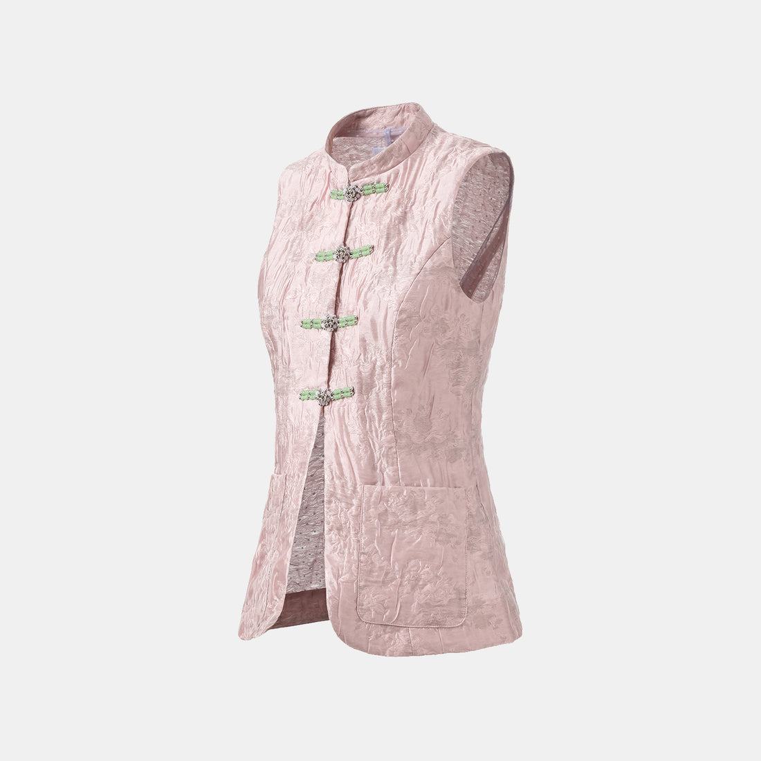 "Spring" Ice Crystal Jacquard Light Chinese Style Vest - Rose Dew