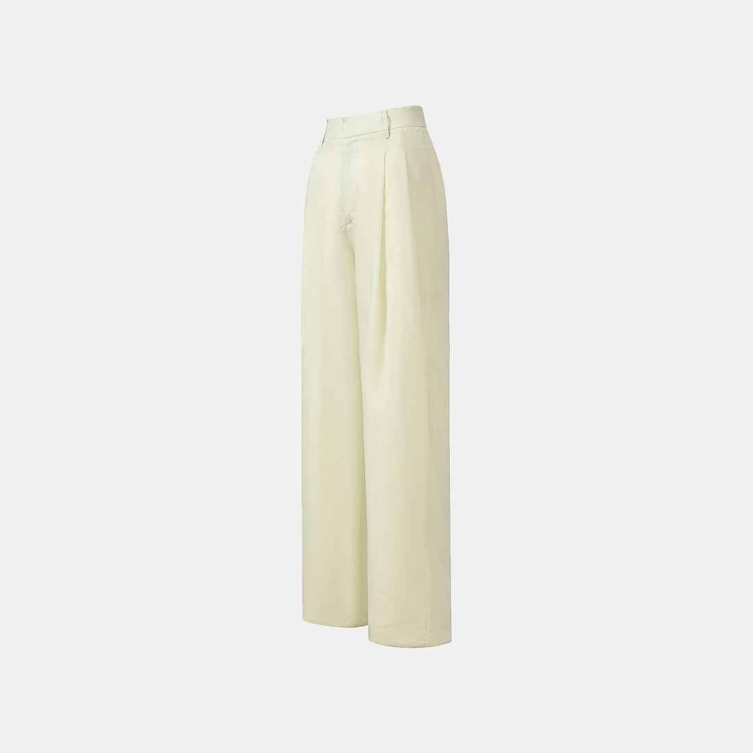 "Intellectual Moment" Tencel Satin Chiffon 3D Tailored Trousers - Goose Yellow